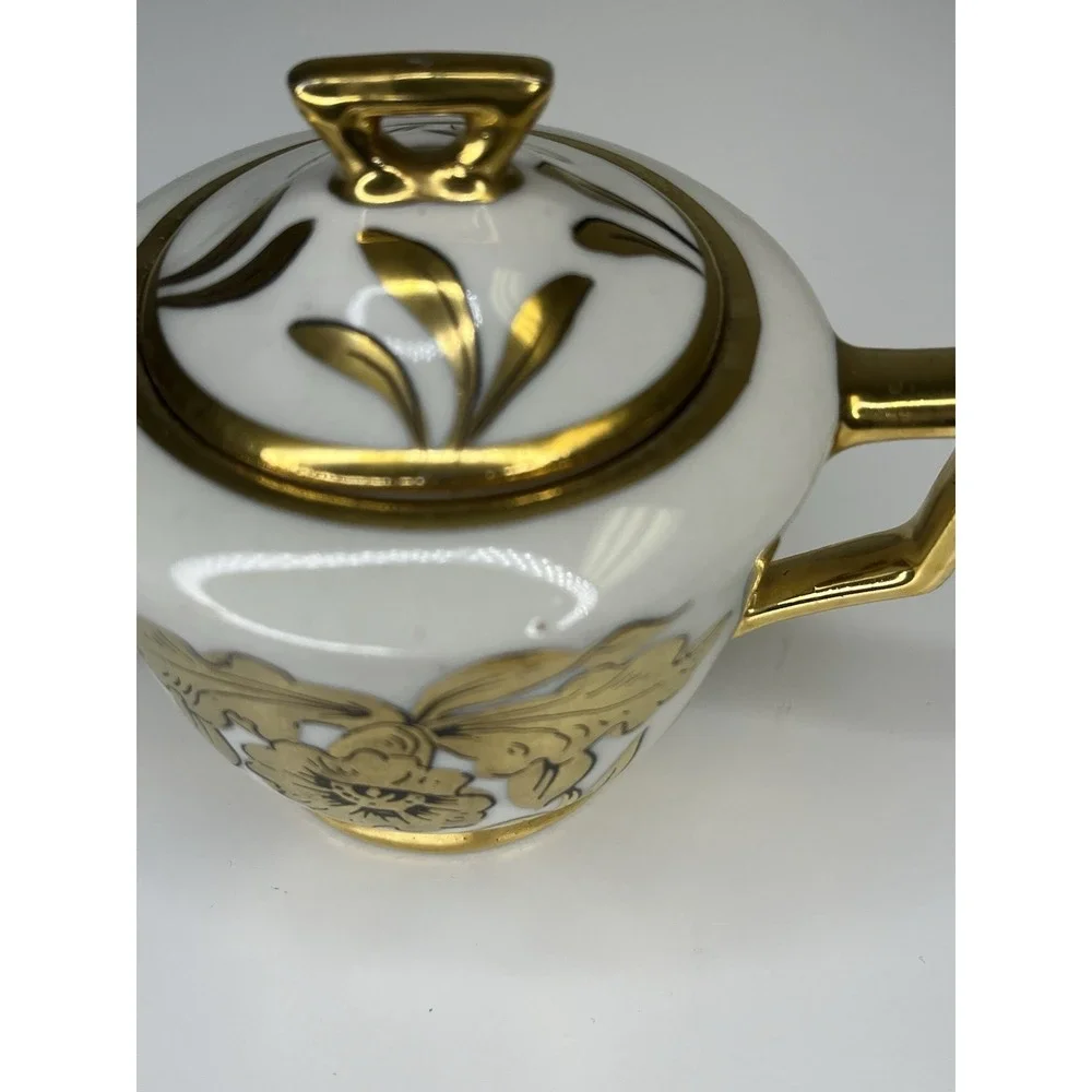 Vintage Stouffer‎ SFR3 Sugar Bowl & Lid Golden Orchid Artist Signed Hand Painted